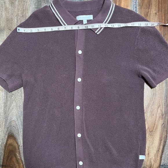 Standard Cloth (Urban Outfitters) Brown Waffle Stitch Polo Button Up sz M - Picture 8 of 14